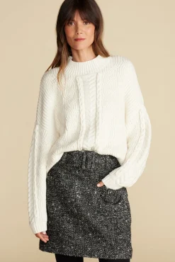 Amour Vert Celeste Cable Cotton Merino Sweater Ivory Discount
