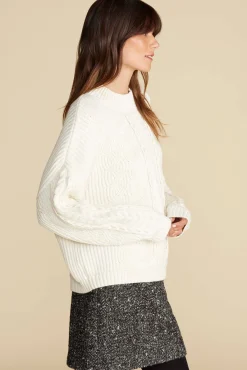 Amour Vert Celeste Cable Cotton Merino Sweater Ivory Discount