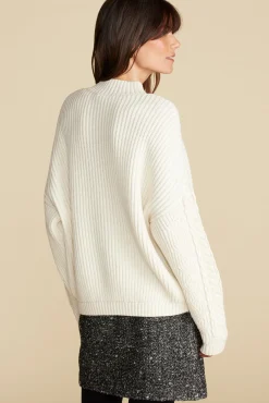 Amour Vert Celeste Cable Cotton Merino Sweater Ivory Discount