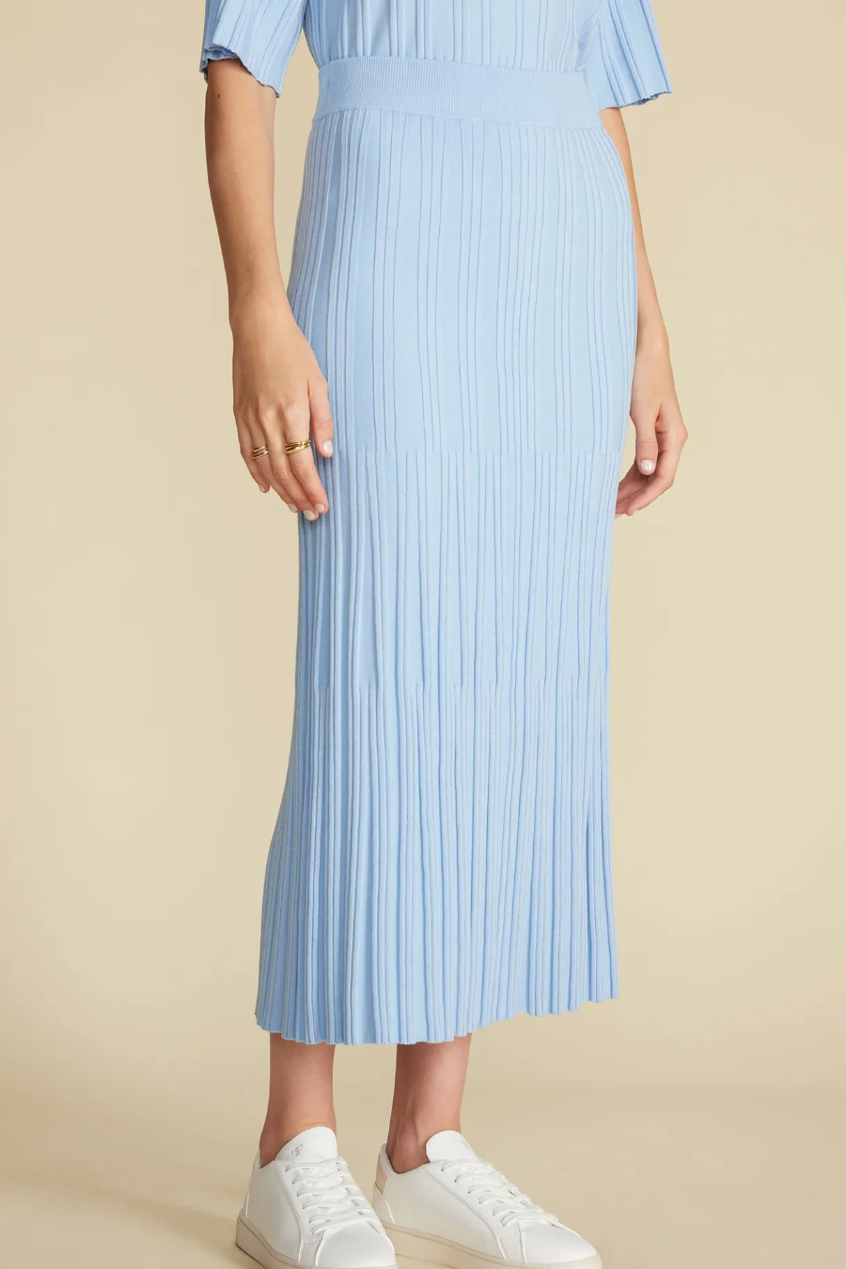 Amour Vert Cerise Knit Midi Skirt SkyBlue Sale