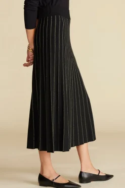 Amour Vert Cerise Metallic Knit Midi Skirt BlackandGold Outlet