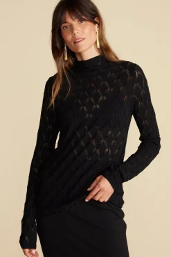 Amour Vert Chaney Diamond Pointelle Top Black Best