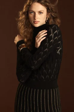 Amour Vert Chaney Diamond Pointelle Top Black Best