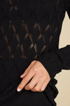 Amour Vert Chaney Diamond Pointelle Top Black Best