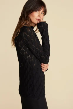Amour Vert Chaney Diamond Pointelle Top Black Best