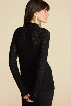 Amour Vert Chaney Diamond Pointelle Top Black Best