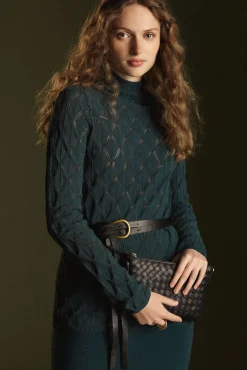 Amour Vert Chaney Diamond Pointelle Top ForestGreen Fashion