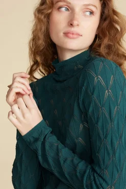 Amour Vert Chaney Diamond Pointelle Top ForestGreen Fashion