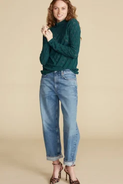 Amour Vert Chaney Diamond Pointelle Top ForestGreen Fashion