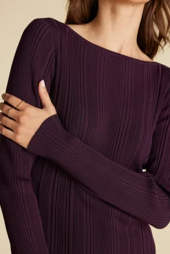 Amour Vert Chantae Boatneck Rib Dress PurpleFig Best