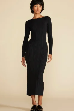 Amour Vert Chantae Ribbed Boatneck Dress Black Outlet