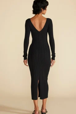 Amour Vert Chantae Ribbed Boatneck Dress Black Outlet
