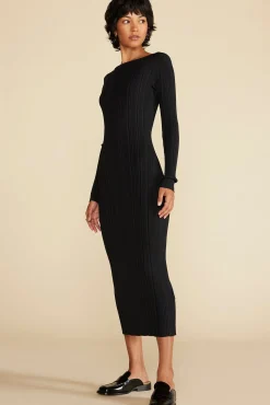 Amour Vert Chantae Ribbed Boatneck Dress Black Outlet