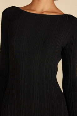 Amour Vert Chantae Ribbed Boatneck Dress Black Outlet