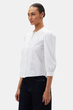 Amour Vert Charlotte Organic Cotton Poplin Blouse White Online