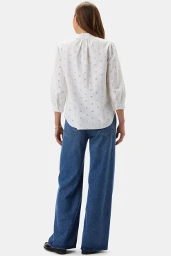Amour Vert Charlotte Organic Cotton Eyelet Blouse CloverEyeletWhite Discount