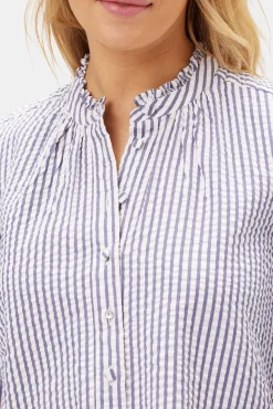 Amour Vert Charlotte Seersucker Blouse BrittanyStripeBlue Hot