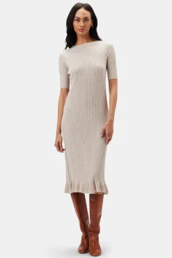 Amour Vert Claire Sweater Dress Oatmeal New