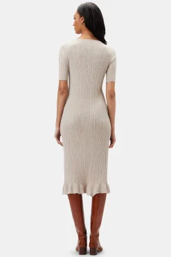 Amour Vert Claire Sweater Dress Oatmeal New