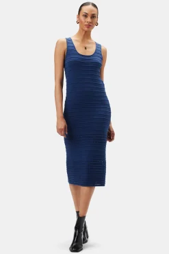 Amour Vert Cora Flaxen Eco Dress NavyBlue New