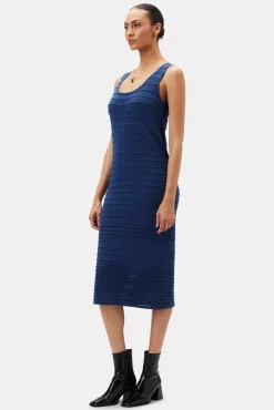 Amour Vert Cora Flaxen Eco Dress NavyBlue New