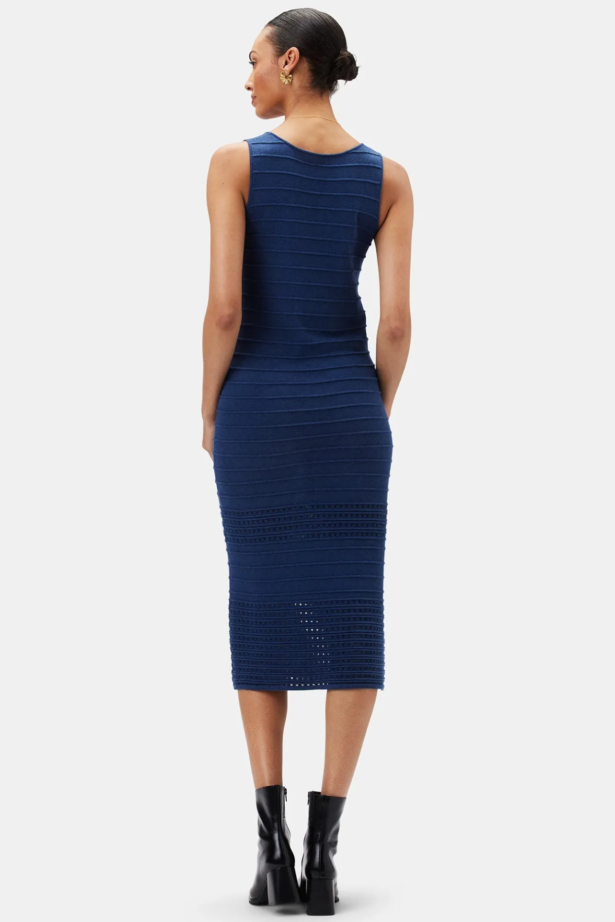 Amour Vert Cora Flaxen Eco Dress NavyBlue New