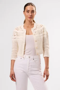 Amour Vert Crochet Cardigan Ivory New