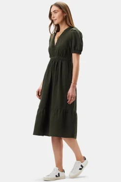 Amour Vert Danielle Cotton Linen Dress OliveGreen Hot