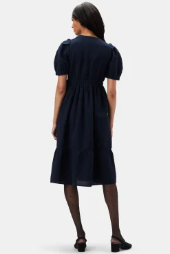Amour Vert Danielle Cotton Linen Dress NavyBlue Best