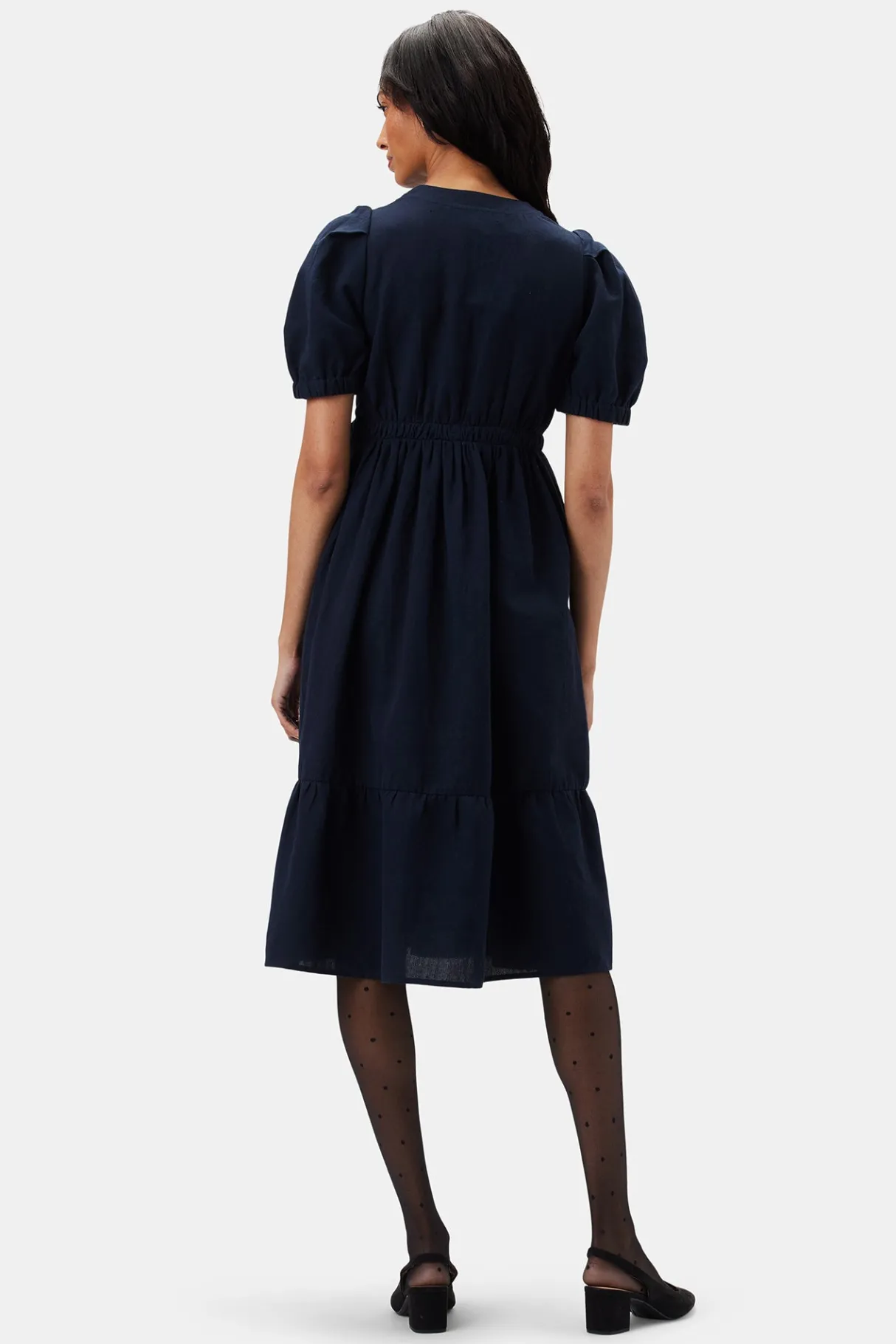 Amour Vert Danielle Cotton Linen Dress NavyBlue Best