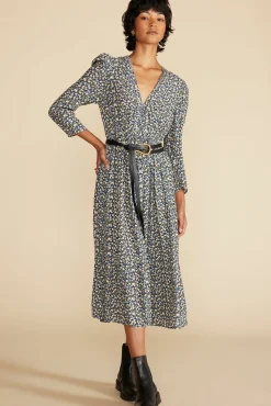 Amour Vert Danielle Puff Sleeve Dress RennesSkyBlueFloralPrint Hot