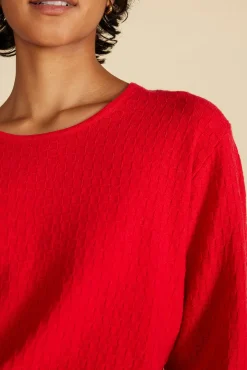 Amour Vert Daphne Novelty Stitch Sweater Red Discount