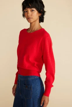 Amour Vert Daphne Novelty Stitch Sweater Red Discount