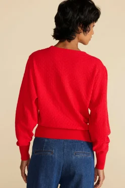 Amour Vert Daphne Novelty Stitch Sweater Red Discount