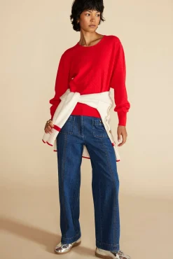 Amour Vert Daphne Novelty Stitch Sweater Red Discount