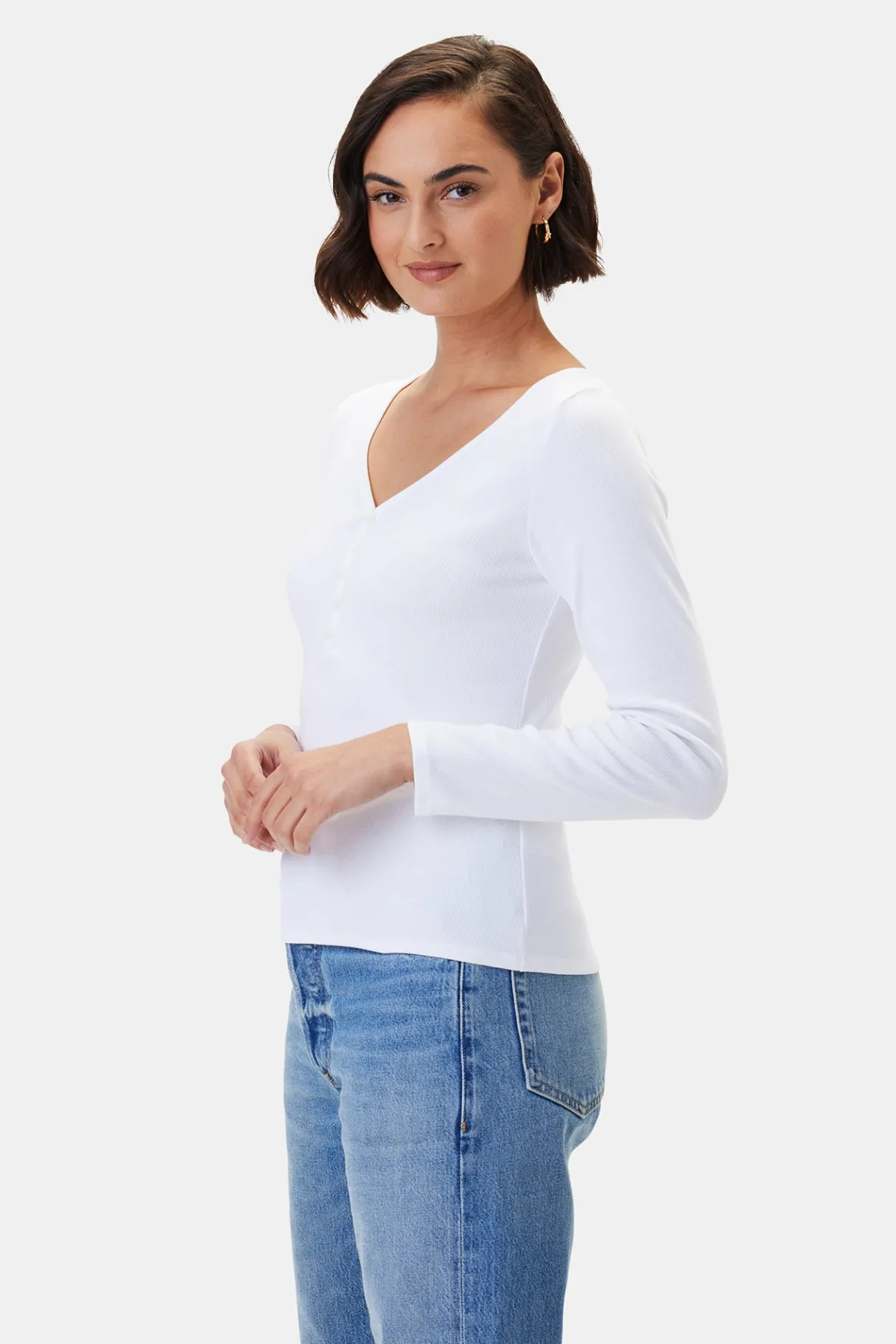 Amour Vert Deacon Baby Rib Tee White Sale