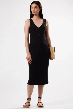 Amour Vert Deacon Organic Cotton Modal Rib Dress Black Clearance