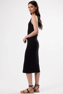 Amour Vert Deacon Organic Cotton Modal Rib Dress Black Clearance