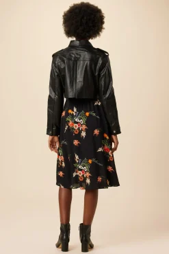 Amour Vert Deadwood Bella Cropped Leather Jacket Black Hot