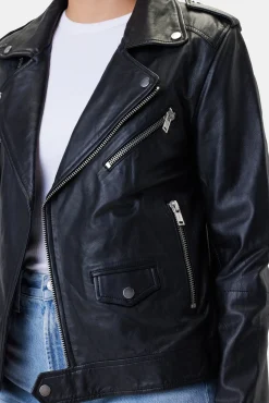 Amour Vert Deadwood River Leather Jacket Black Hot