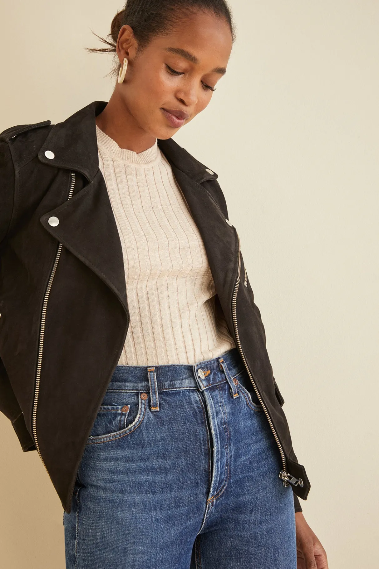 Amour Vert Deadwood River Suede Jacket Black Hot