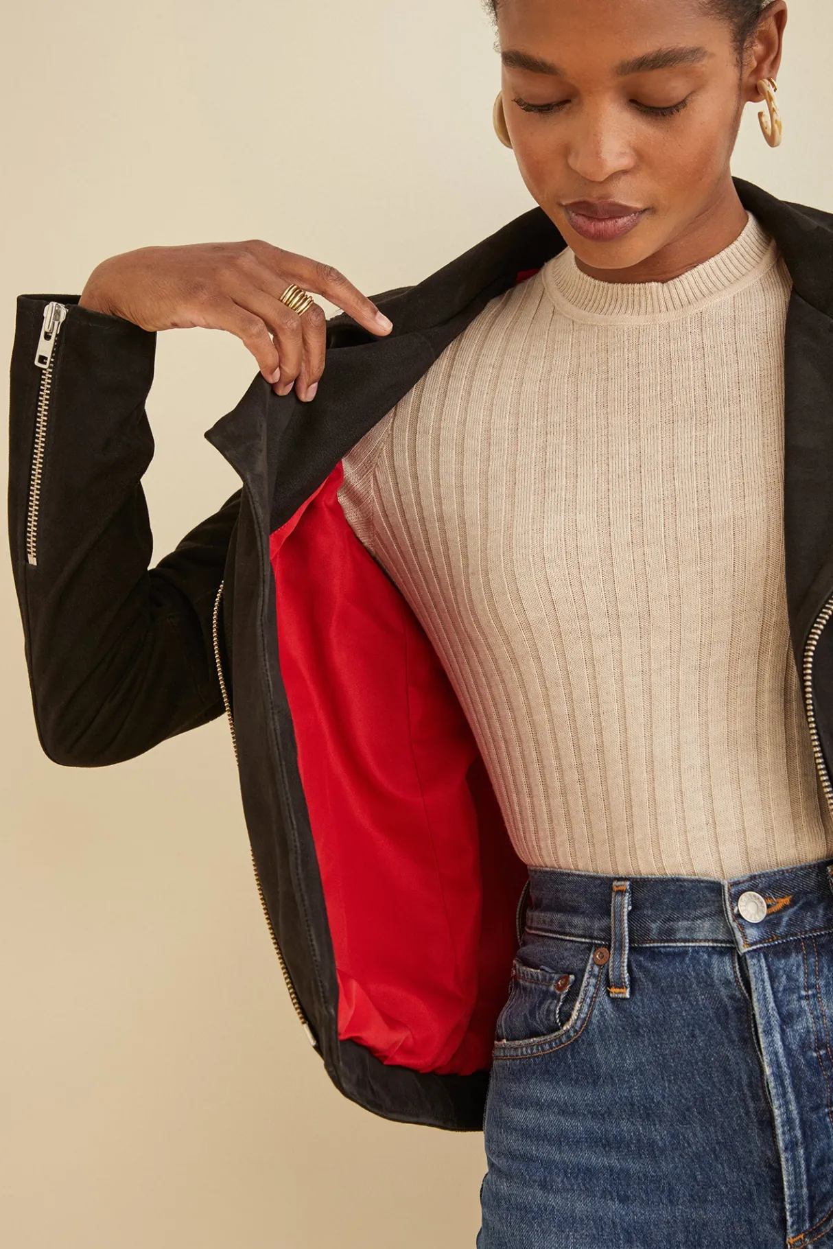 Amour Vert Deadwood River Suede Jacket Black Hot