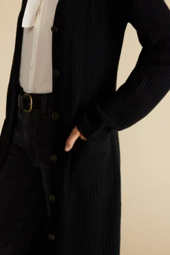 Amour Vert Dion Long V Neck Cardigan LicoriceBlack Clearance