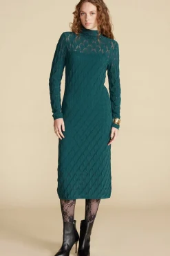Amour Vert Dore Diamond Pointelle Midi Dress ForestGreen Online