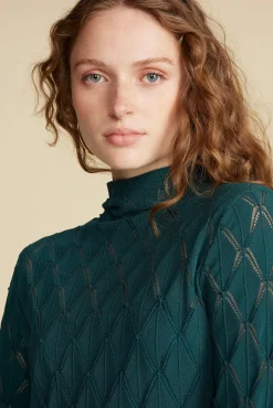 Amour Vert Dore Diamond Pointelle Midi Dress ForestGreen Online