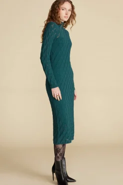 Amour Vert Dore Diamond Pointelle Midi Dress ForestGreen Online