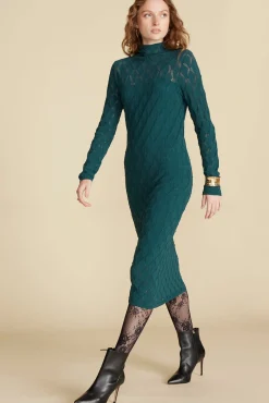 Amour Vert Dore Diamond Pointelle Midi Dress ForestGreen Online