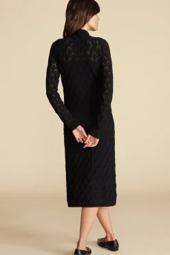 Amour Vert Dore Diamond Pointelle Midi Dress Black Outlet