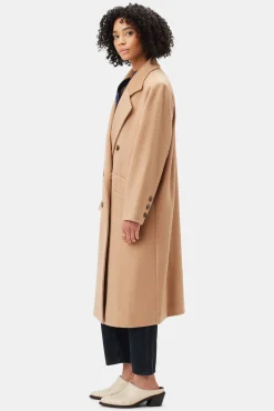 Amour Vert Double Breasted Car Coat Camel Fashion