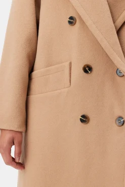Amour Vert Double Breasted Car Coat Camel Fashion